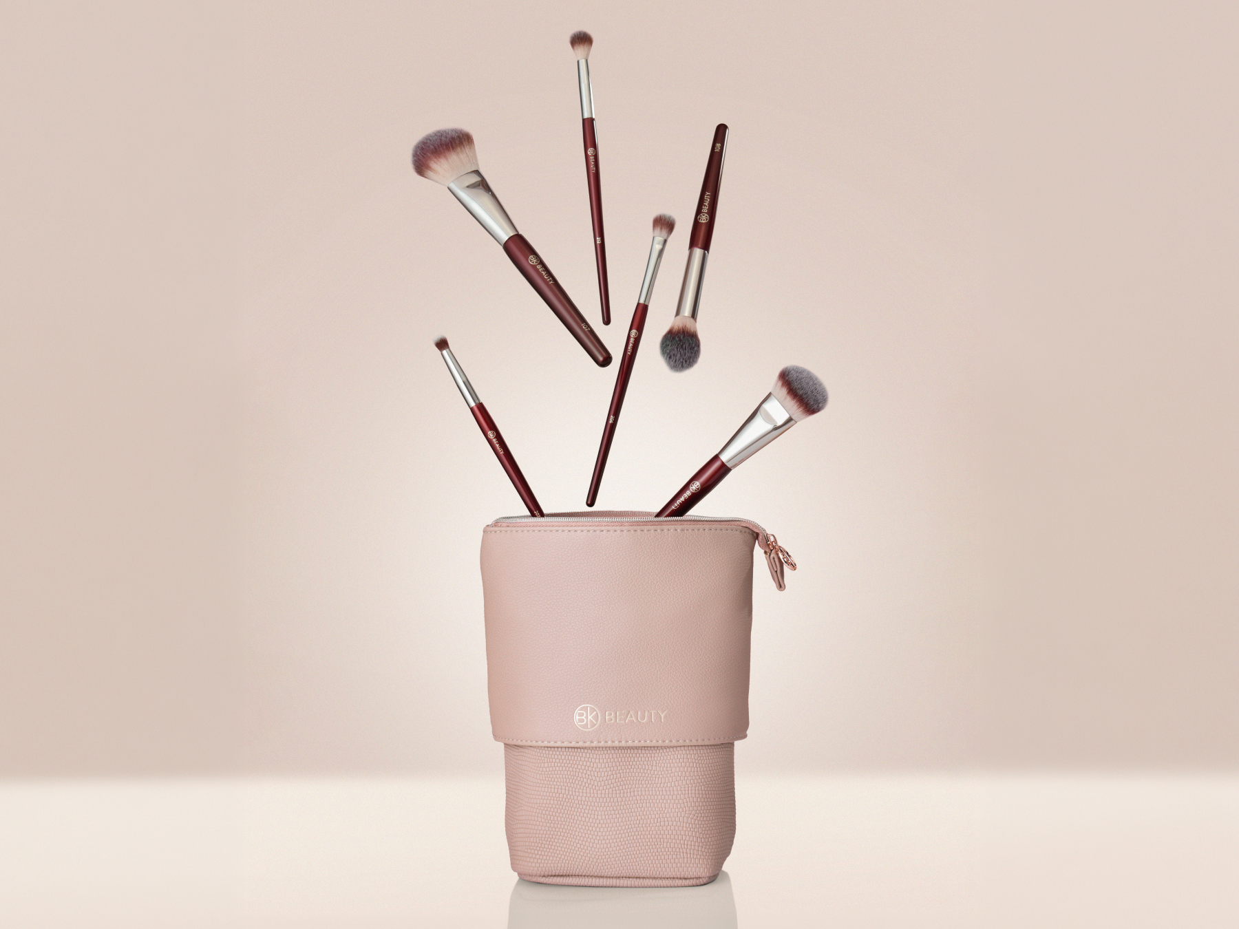 Standup Brush Holder & Travel Makeup Bag - Blush