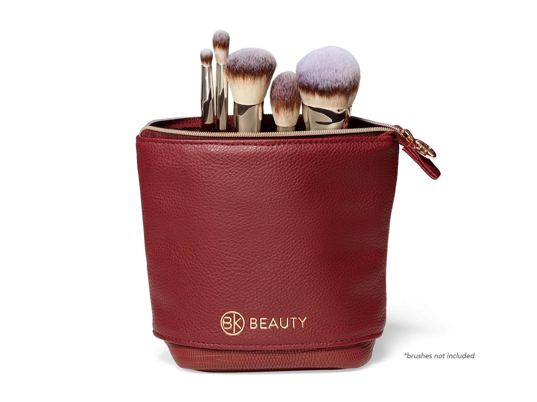 Standup Brush Holder & Travel Makeup Bag - Burgundy