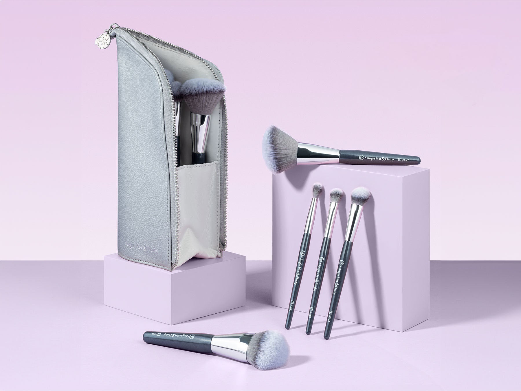 Angie Hot & Flashy Travel Brush Set with Pouch